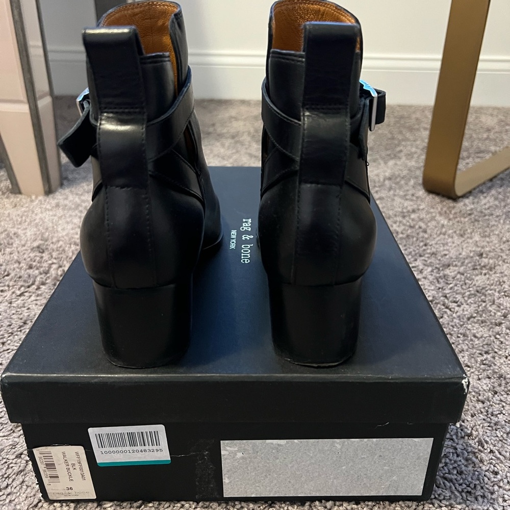 Rag & Bone walker Buckle Leather Booties Black Size 36 (6) - Picture 3 of 7
